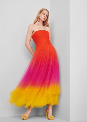 Ralph Lauren Clementine Ombré Tulle Šaty Oranžové Růžové Žluté | G2mTMIsg