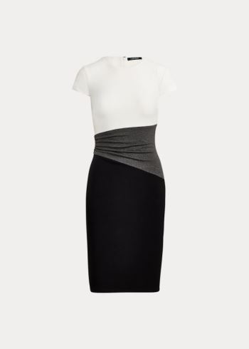 Ralph Lauren Color-Blocked Jersey Šaty Černé Šedé Bílé | chbABcKJ