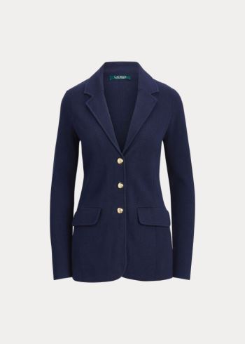 Ralph Lauren Combed Bavlněné Blazer Tmavě Blankyt | PbYdOdTc
