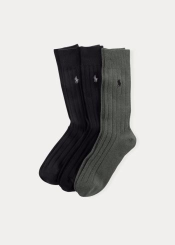 Ralph Lauren Combed Bavlněné Rib Sock 3-Pack Černé Viacfarebný | OzAmouXu