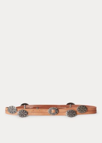 Ralph Lauren Concho Læder Wrap Belt Hnědé Stříbrné | 93ZIG0M3