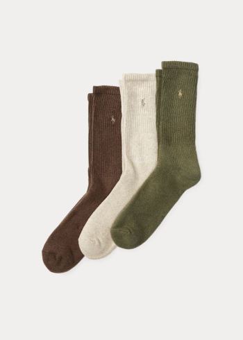 Ralph Lauren Crew Sock 3-Pack Olivy Zelené Bílé Čokolády | 0ggo5GLU
