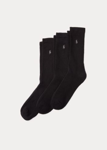 Ralph Lauren Crew Sock 3-Pack Černé | RSXj0KXI