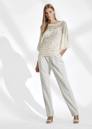 Ralph Lauren Crocheted Floral Bateau Top Krém | z9VdJblW