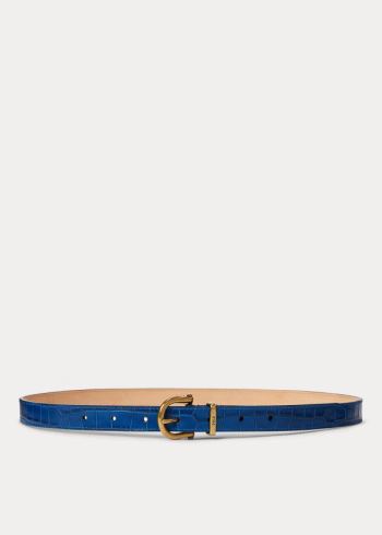 Ralph Lauren Crocodile-Stamped Læder Belt Královská Modrá Blankyt | T0aT2y2z