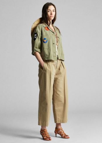 Ralph Lauren Cropped Bavlněné Široké-Leg Pant Hnědožlutý | SpZ5B2Wn