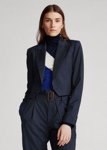 Ralph Lauren Cropped Wool Blazer Tmavě Blankyt | OlgwRChq