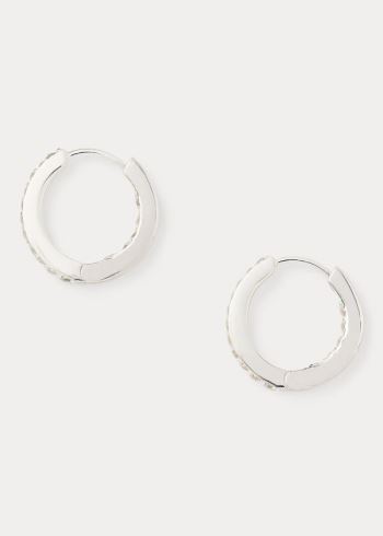 Ralph Lauren Cubic Zirconia Hoop Earrings Stříbrné | viFdc763