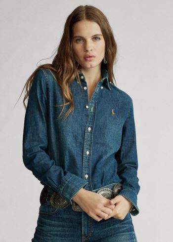 Ralph Lauren Custom Fit Denim Shirt Blankyt Blankyt Světle Modré | aNm9njYO
