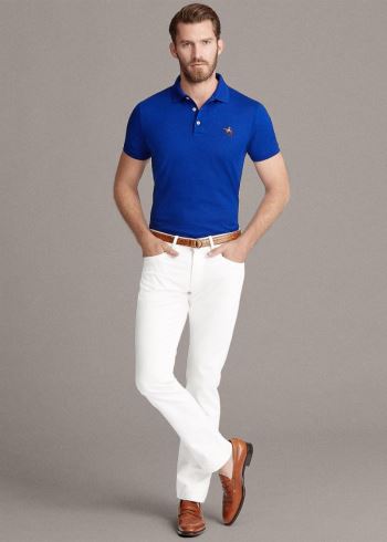 Ralph Lauren Custom Fit Piqué Polo Shirt Královská Modrá Blankyt | Ci4hTgdo