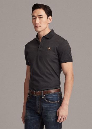 Ralph Lauren Custom Fit Piqué Polo Shirt Tmavě Šedé | WholpeSL