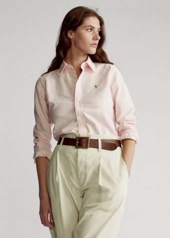 Ralph Lauren Custom Fit Striped Shirt Růžové Bílé | MZq4hcj5