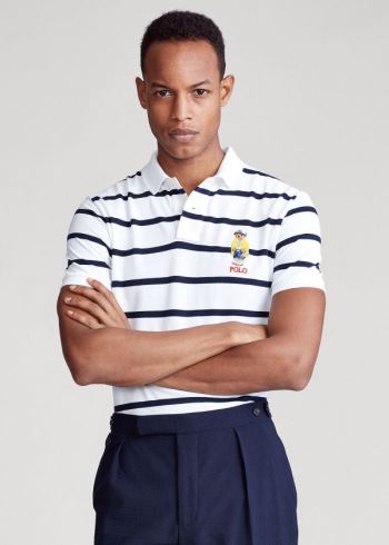Ralph Lauren Custom Slim CP-93 Bear Polo Bílé Tmavě Blankyt | ni5Bs6Ya