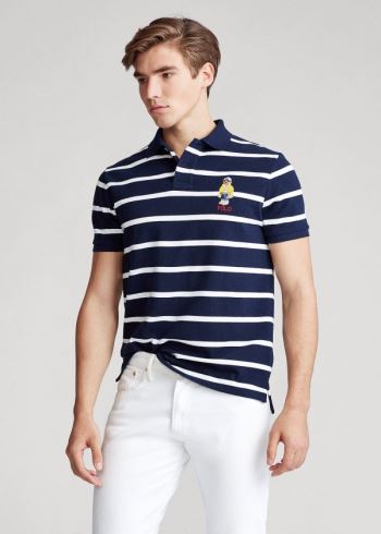 Ralph Lauren Custom Slim CP-93 Bear Polo Tmavě Blankyt Bílé | yuFZ0mIB