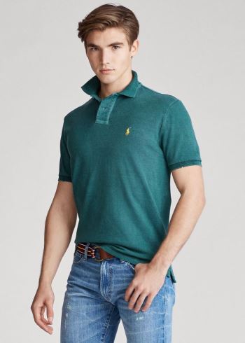 Ralph Lauren Custom Slim Distressed Polo Zelene | DQQkTliV