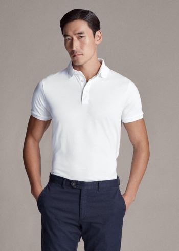 Ralph Lauren Custom Slim Fit Interlock Polo Bílé | WRPmcLp9