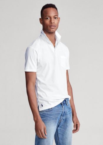 Ralph Lauren Custom Slim Fit Jersey Polo Bílé | MjVJ0a9d