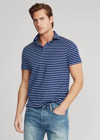Ralph Lauren Custom Slim Fit Jersey Polo Královská Modrá Blankyt Viacfarebný | blEdygFB