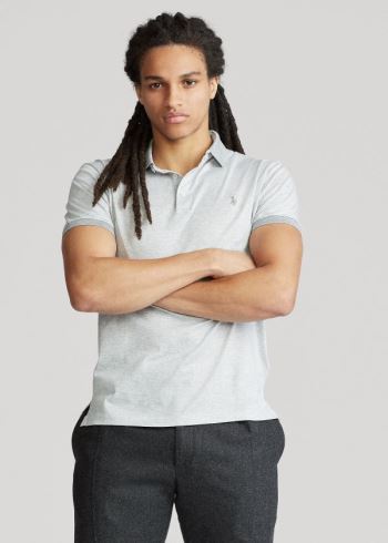 Ralph Lauren Custom Slim Fit Jersey Polo Šedé Bílé | xmyh8BoV