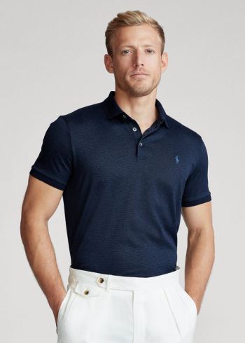 Ralph Lauren Custom Slim Fit Jersey Polo Tmavě Blankyt | yQO0Xvhb