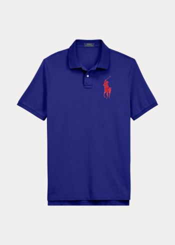 Ralph Lauren Custom Slim Fit Mesh Polo Královská Modrá Blankyt | PN6qJhkX