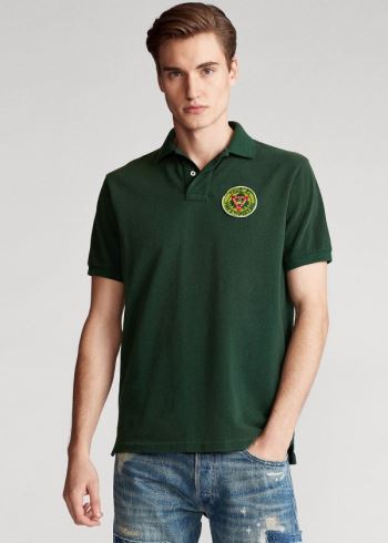 Ralph Lauren Custom Slim Fit Mesh Polo Zelene | lAQEausi
