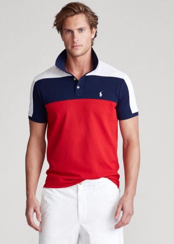 Ralph Lauren Custom Slim Fit Mesh Polo Červené Viacfarebný | QVvJkOn3