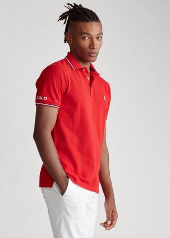 Ralph Lauren Custom Slim Fit Mesh Polo Červené | tynbe7jI