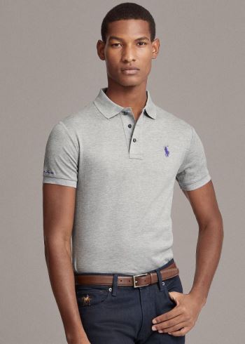 Ralph Lauren Custom Slim Fit Piqué Polo Světle Šedé | euuhV7jZ