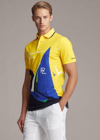 Ralph Lauren Custom Slim Fit Piqué Polo Světle Žluté Viacfarebný | qekYPOoz