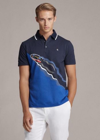 Ralph Lauren Custom Slim Fit Piqué Polo Tmavě Blankyt | wmTojs7p