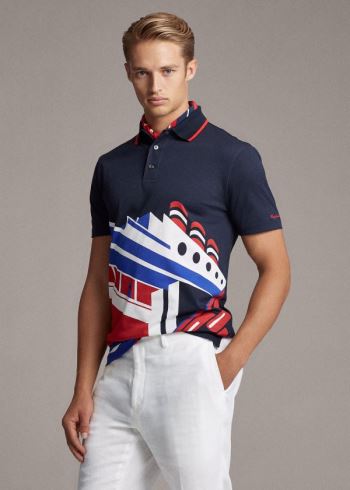 Ralph Lauren Custom Slim Fit Piqué Polo Tmavě Blankyt Viacfarebný | zTSFxshS