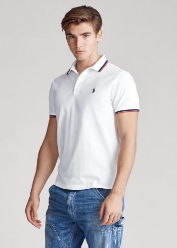 Ralph Lauren Custom Slim Stretch Mesh Polo Bílé | 5Vh5th8a