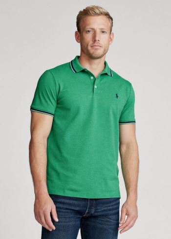Ralph Lauren Custom Slim Stretch Mesh Polo Zelene | h0yVNv2F