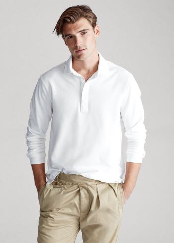Ralph Lauren Custom Slim Stretch Mesh Polo Bílé | sQC1aYGl