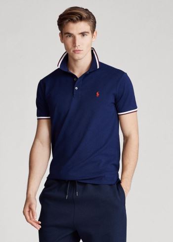 Ralph Lauren Custom Slim Stretch Mesh Polo Tmavě Blankyt | zNcAIzpq