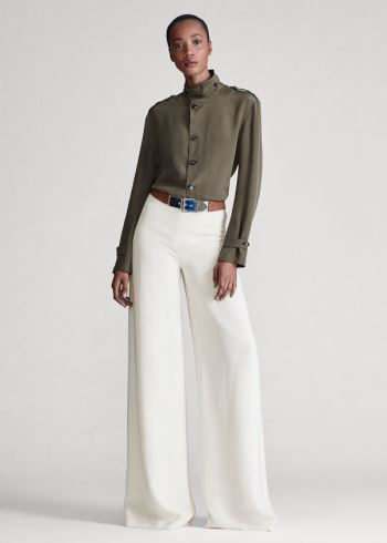 Ralph Lauren Daria Crepe Marocain Pant Krém | Wv0lzG9C