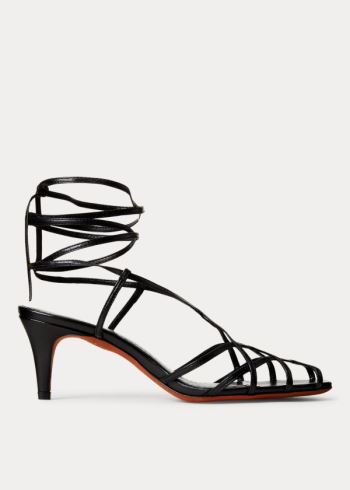 Ralph Lauren Deana Læder Sandal Černé | 8Pc0xRZ9