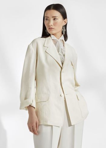 Ralph Lauren Demi Linen Jacket Světle Krém | YgkOZlZT