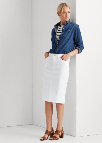 Ralph Lauren Denim Skirt Bílé | BZfY4Wyi