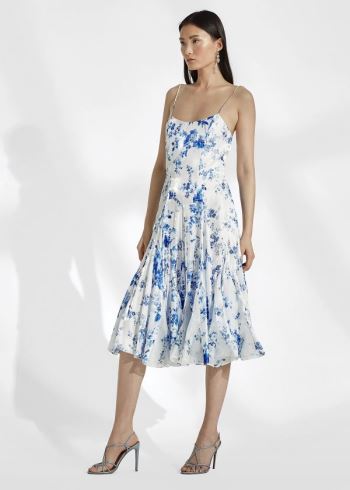 Ralph Lauren Denisa Floral Satin Šaty Blankyt Bílé | X6uxIL4X