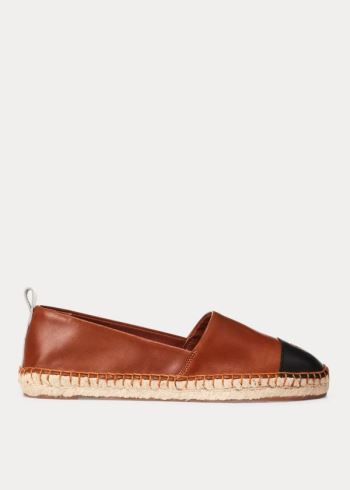 Ralph Lauren Dorian Læder Espadrilky Tmavě Hnědé Černé | hqOAl5YE