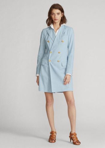 Ralph Lauren Double-Breasted Bavlněné Blazer Blankyt Hnědé | yFkLWBim