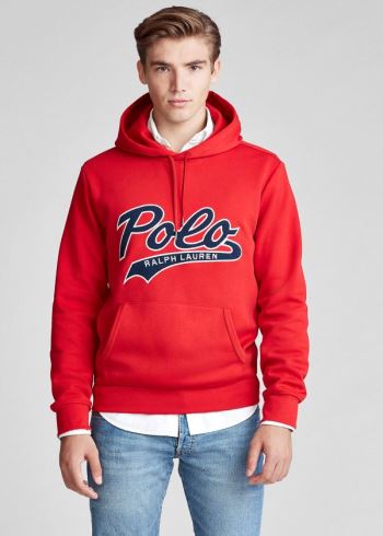 Ralph Lauren Double-Knit Logo Hoodie Červené | 6zVsPefN