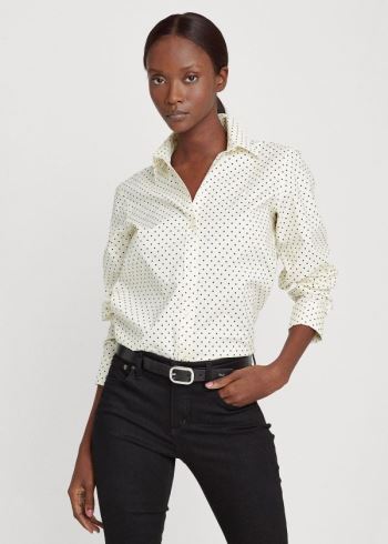 Ralph Lauren Easy Care Polka-Dot Shirt Krém Černé | 0pcdfwNX