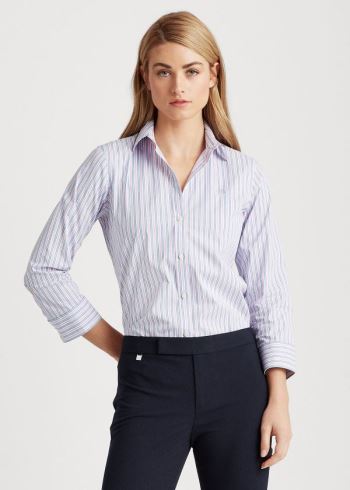 Ralph Lauren Easy Care Striped Bavlněné Shirt Blankyt Růžové Proužek | YQzpKS4B
