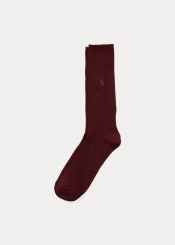 Ralph Lauren Egyptian Bavlněné Ribbed Socks Vínové | 5xCyjiLP