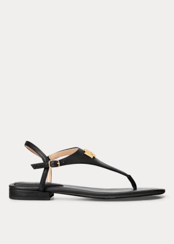 Ralph Lauren Ellington Læder Sandal Černé | jZcGhisj