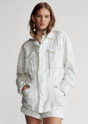 Ralph Lauren Eyelet Linen Jacket Bílé | DSxbDfKn