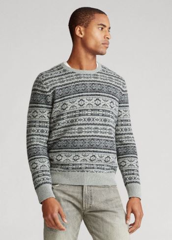 Ralph Lauren Fair Isle Bavlněné-Blend Svetrové Šedé | TPDaZrGD